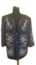 Elvi Black Embroidered Sulver/gold Jacket, Size Uk 18, Eu 46, Us 14.