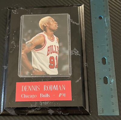 Vintage 90s Chicago Bulls Dennis Rodman #91 Card & Framed Plaque 5