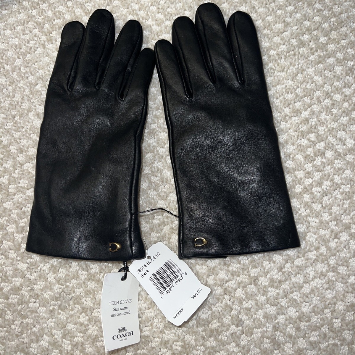 コーチ COACH レディース 手袋 (サイズ6 1/2) 本革F20887 Coach Womens Black Leather Gloves, Black Size 6 1/2 Msrp $95