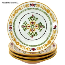 Williams-Sonoma ASOLO 24oz Pasta 11" Bowl Set 4Pc Gold Green Red Italian Italy