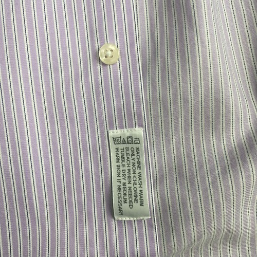 Kirkland Signature Men's size 15.5-33 Purple White Stripe Long Sleeve Shirt - Picture 8 of 10