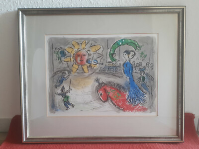 Marc Chagall 【KUNSTREITERIN AUF PFERD】 Marc Chagall: Woman Circus Rider on Red Horse, 1957, Orig