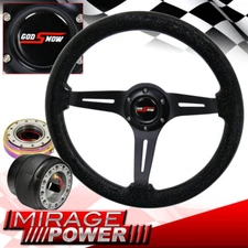 Slim Quick Release + Black Wood Grain Sparkling Steering Wheel For 90-93 Accord
