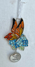 Ganz Stained Glass Look BUTTERFLY Ornament "Everyday is a New Beginning"