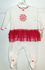 Carter's Christmas Girls Footed Sleeper, Size 3 months NEW