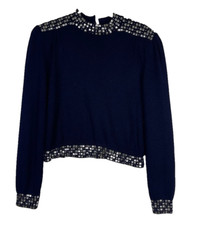 Vintage St John Stud Embellished Santana Knit Long Sleeve Sweater Career Size 12