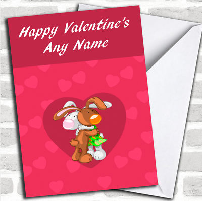 Süße Kuschelhasen romantisch Valentinstag personalisierte Karte