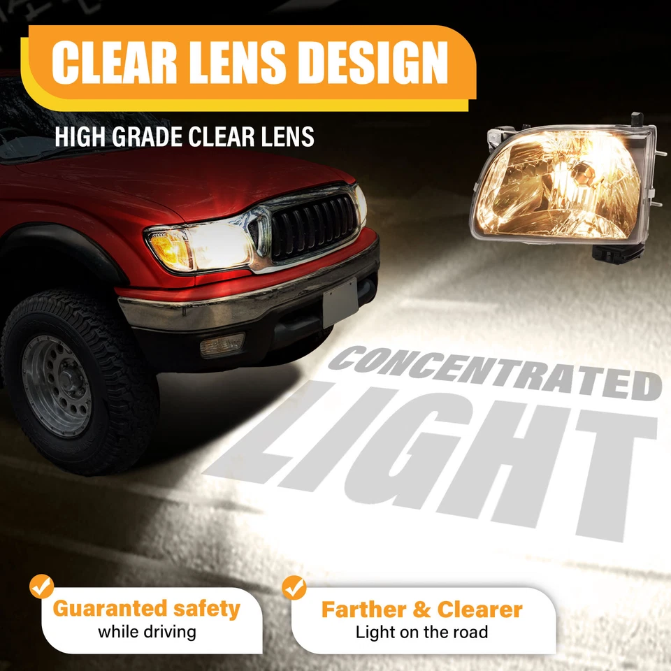 Faros faros con bombilla conductor y pasajero para Toyota Tacoma 2001 02 03 2004 Foto 3 de 4