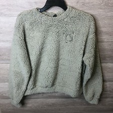 Zaful Womens Size Xl Carbon Gray Faux Shearling Planet Fluffy Teddy Sweatshirt N