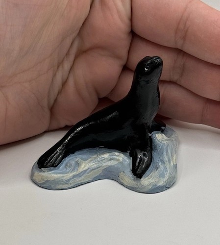 Antique Seal Sea Lion Handpainted Chalk Figurine USA Trinket Souvenir