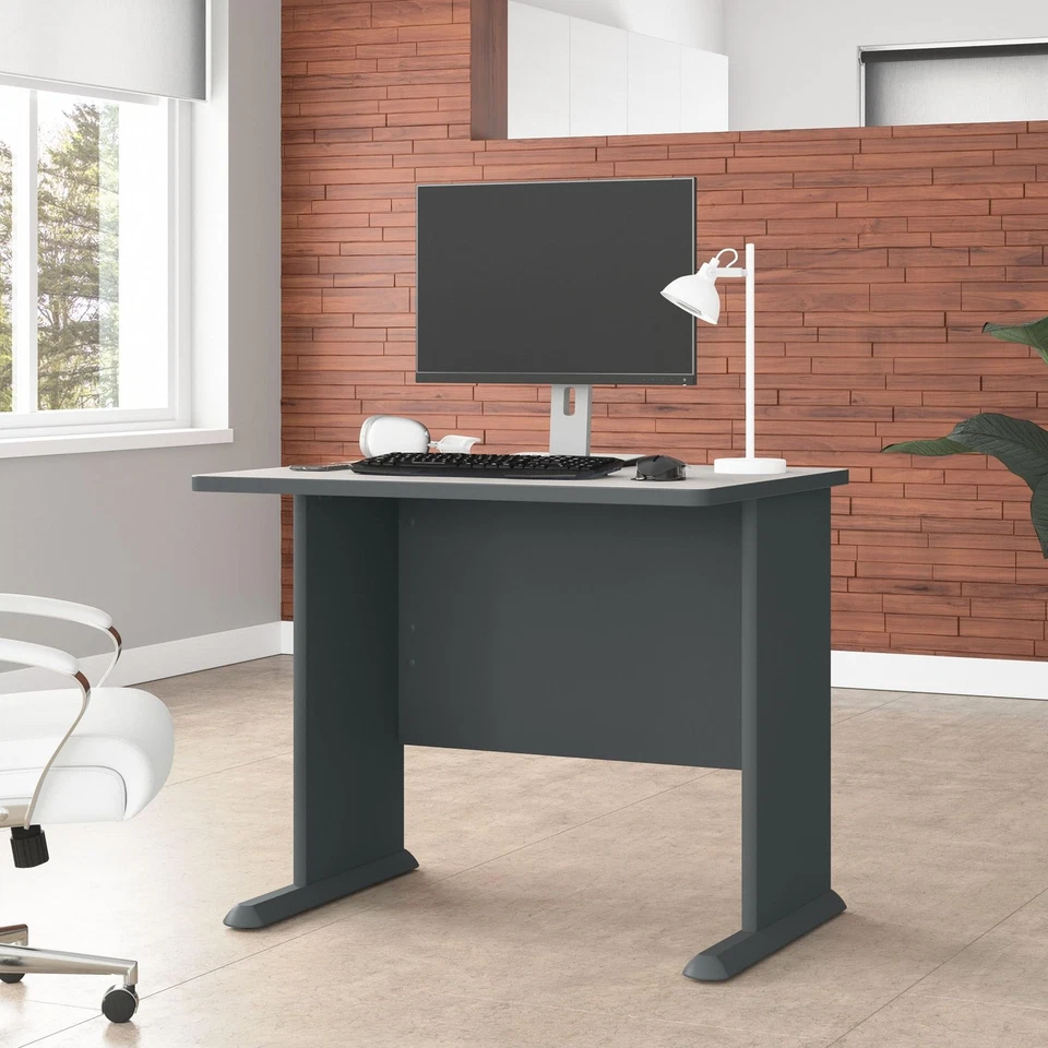 Bush Business Furniture Series A 36W Small Desk in White Spectrum and Slate, ... - Image 2 of 4