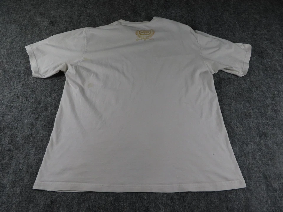 Camisa Ecko Unltd Para Hombres 2XL Blanca Oro Centro Logo Gráfico Camiseta Envejecida Y2K Foto 3 de 4