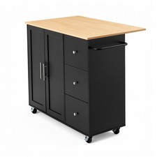 Uimoso 42.4 in Kitchen Island Cart with Storage, Mobile Unit with 3 Drawers