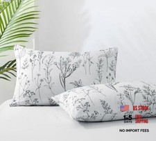 White & Black Microfiber Pillow Cases Set of 2, Standard20"X 26" Sketch Plant