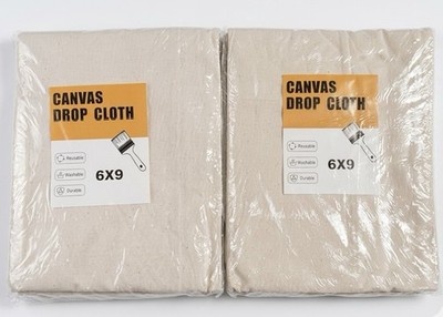 2 Pack Heavy Duty Canvas Drop Cloth - 6 X 9 Ft - Multi Purpose - 8 Oz.