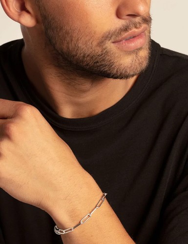 925 Sterling Silber Büroklammer Kette Armband 5 mm Silberarmband für Damen Herren S - Bild 6 von 6