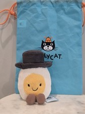 Jellycat NWT Groom Egg Plush Stuffed Animal Authentic Amuseables Egg Hat Dustbag