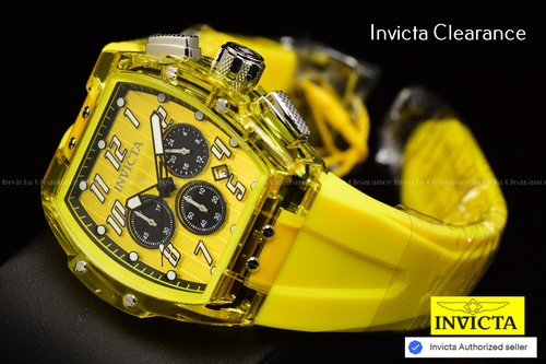 Invicta Men's S1 Rally 47mm ANATOMIC Chronograph Yellow Silicone Date SS Watch - Picture 2 of 9