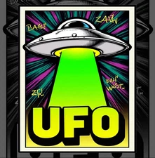 UFO Retro Comic Pop Art Alien Spaceship Poster Printable Wall Art Instant