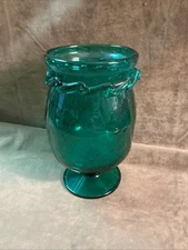 Circa 1960s rainbow art glass controlled bubble &  Rigaree open jar/vase