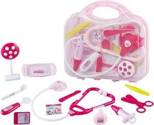 12PCS Toddler Doctor Kit Pretend Play Medical Toy Set with Carry Case Pink