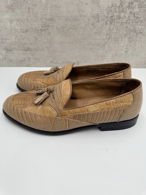 Stacy Adams Genuine Snake Skin Tassel Loafers Mens 10.5 Tan 
