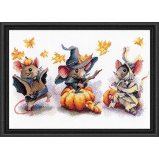RIOLIS® Spooky Mouse Trio Kit and Frame Counted Cross-Stitch Kit