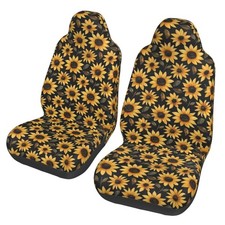 Sunflower Seat Covers Full Set, Front Seat Covers and Split Rear Bench Seat C...