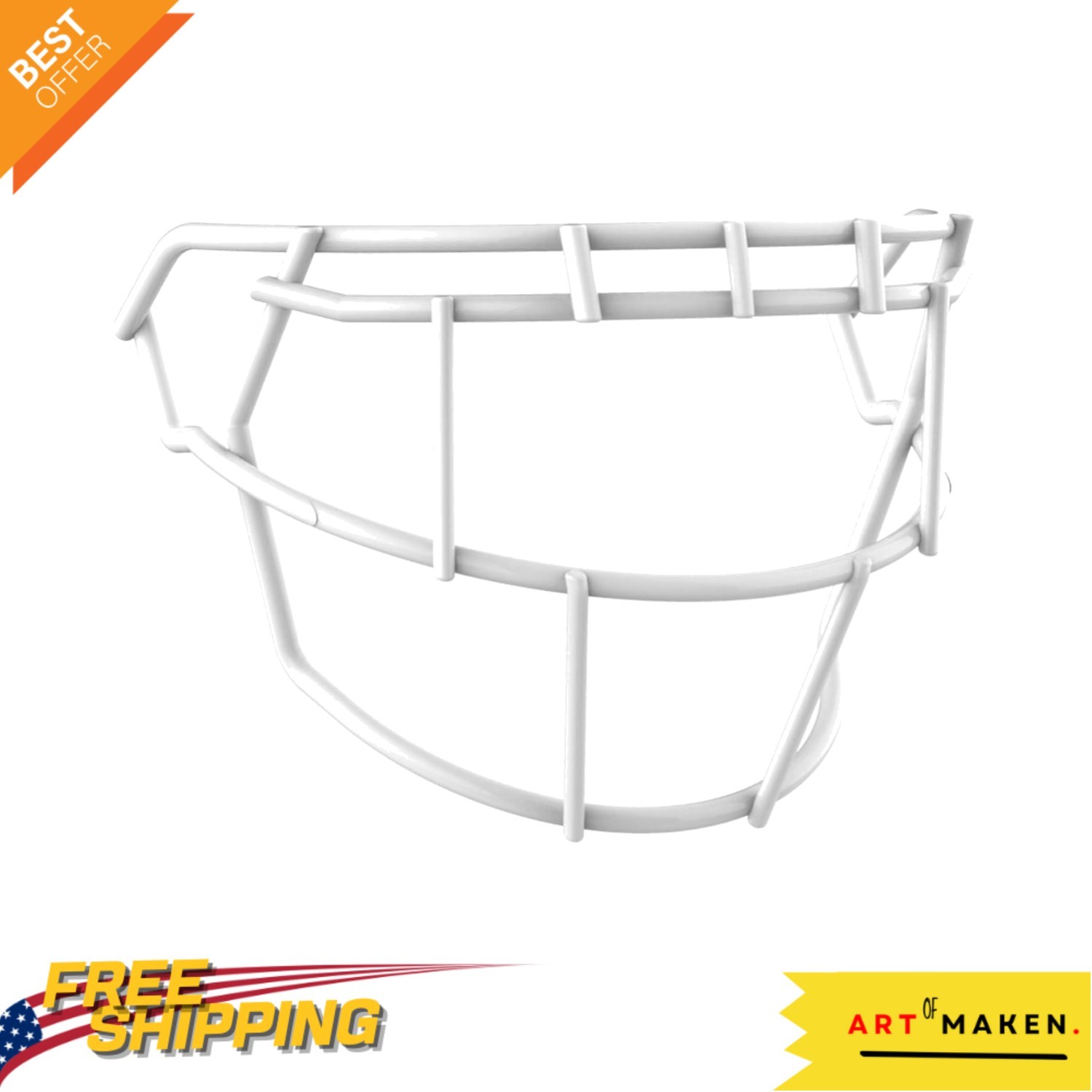 F7 Varsity Football Facemask in White - Carbon Steel, Fits All