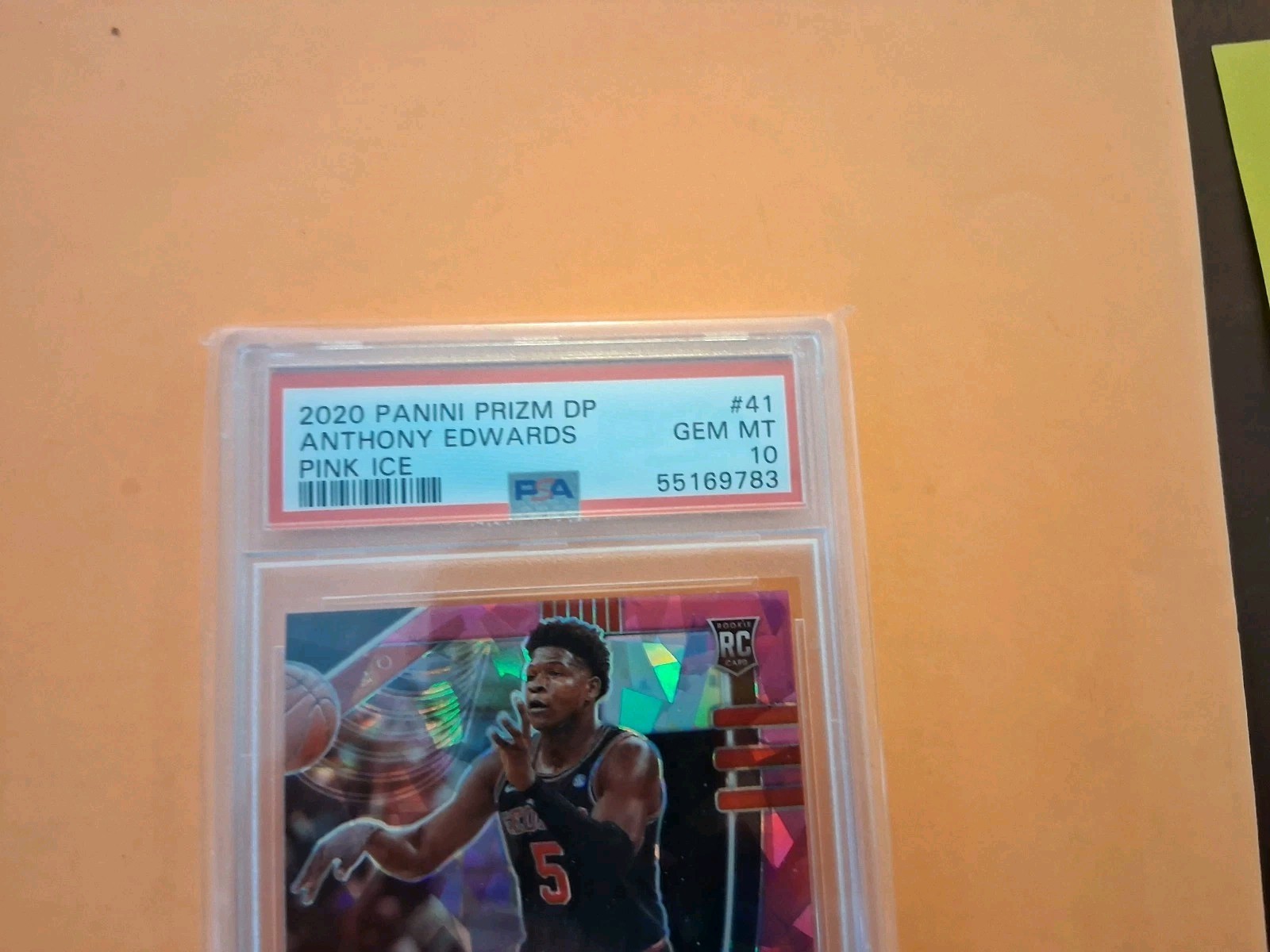 ANTHONY EDWARDS PSA 10 PINK ICE 2020 PANINI PRIZM DP CARD #41 view 4