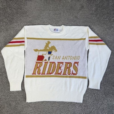 VTG San Antonio Riders Cliff Engle Sweater Mens L White WLAF