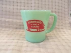 Rare Fire-King Jadite HERMAN'S PIG STAND BBQ Restaurant Advertising Coffee Mug