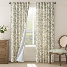 Floral Linen Curtains Living Room 2 Panels Lined Farmhouse Room Darken 84"L