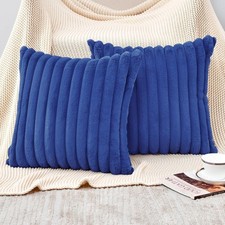 Throw Pillow Covers Decorative Faux Fur Set of 18" x 18" Pack of 2 Navy Blue