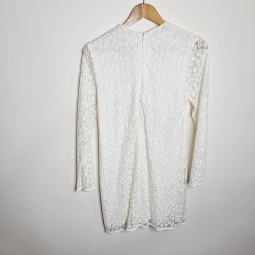 Stevie May Dress Size M Nikora Long Sleeve Mini Shift Delicate Floral Embroidery - Picture 10 of 12