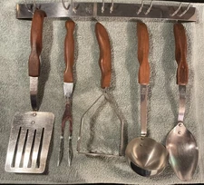 Cutco Stainless Wall Rack Holder Kitchen Tool Utensils No. 17 with  5 Utensils