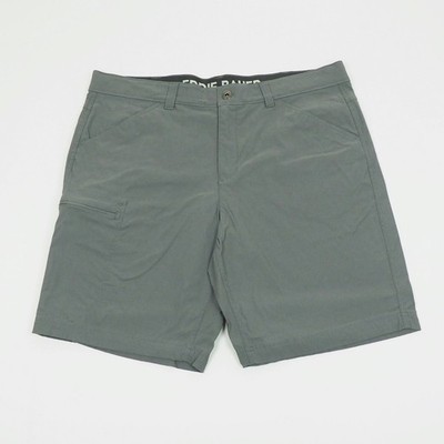 New Eddie Bauer Rainier Tech Chino Shorts Mens 38 Gray Nylon Blend Hiking Trail