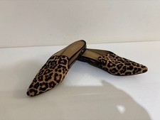 Franco Sarto Leopard Print Women's Mules leather calf hair mules Loafers uk 10
