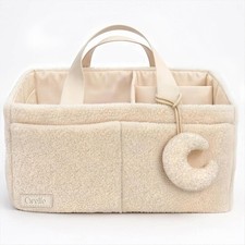 Boucl Diaper Caddy Organizer with Matching Pouch Moon Pendant Teddy