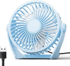 USB Desk Fan, 5 Inch Small Portable, 3 Speeds Powerful Wind Mini Personal Deskto
