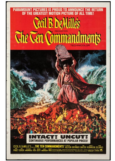 Ten Commandments R1966 1 Sheet Poster Charlton Heston Yul Brenner Anne Baxter