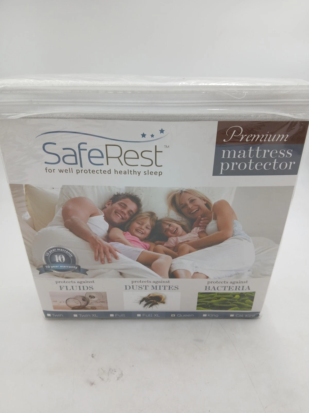 SafeRest Premium Mattress Protector Queen Waterproof White Cotton Bedding New