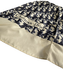 CHRISTIAN DIOR NAVY BLUE MONOGRAM FOLD UMBRELLA "PARAPLUIES" PARIS NEW YORK 70's