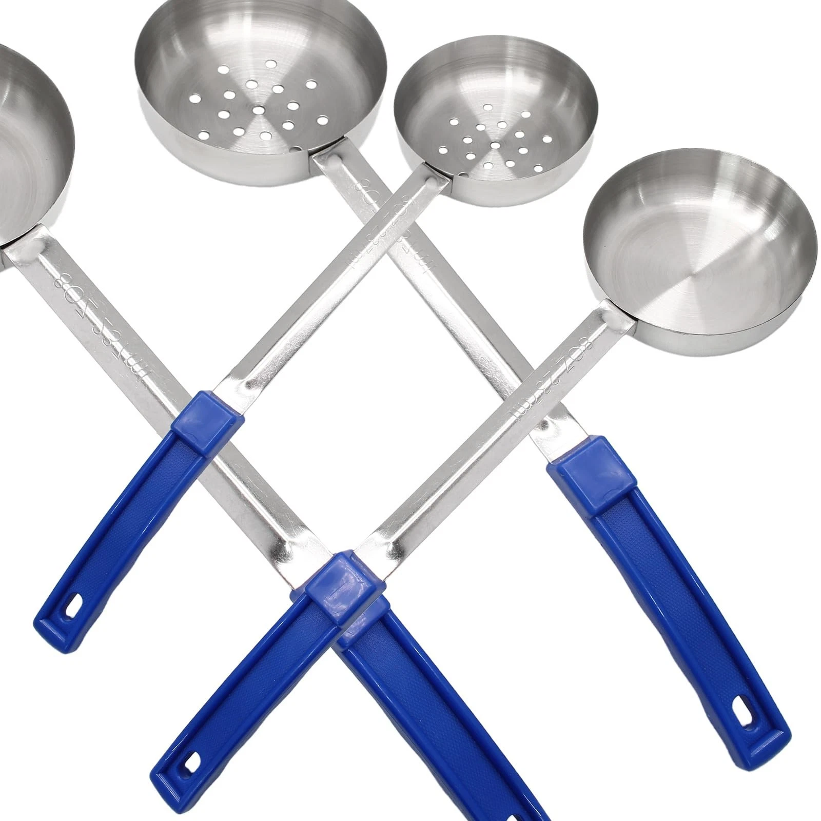 4 PCS 8 oz Portion Control Serving Spoons Measuring Ladle Scoops Blue