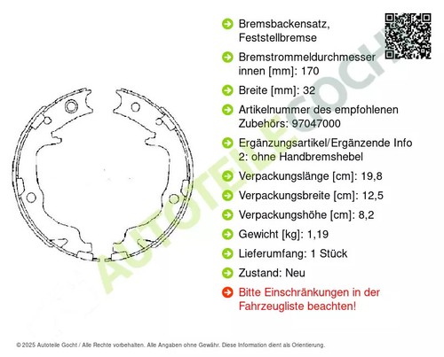 Bremsbacken Satz Feststellbremse für Peugeot 2003 -> Hinten Textar 91073400 - Bild 3 von 11
