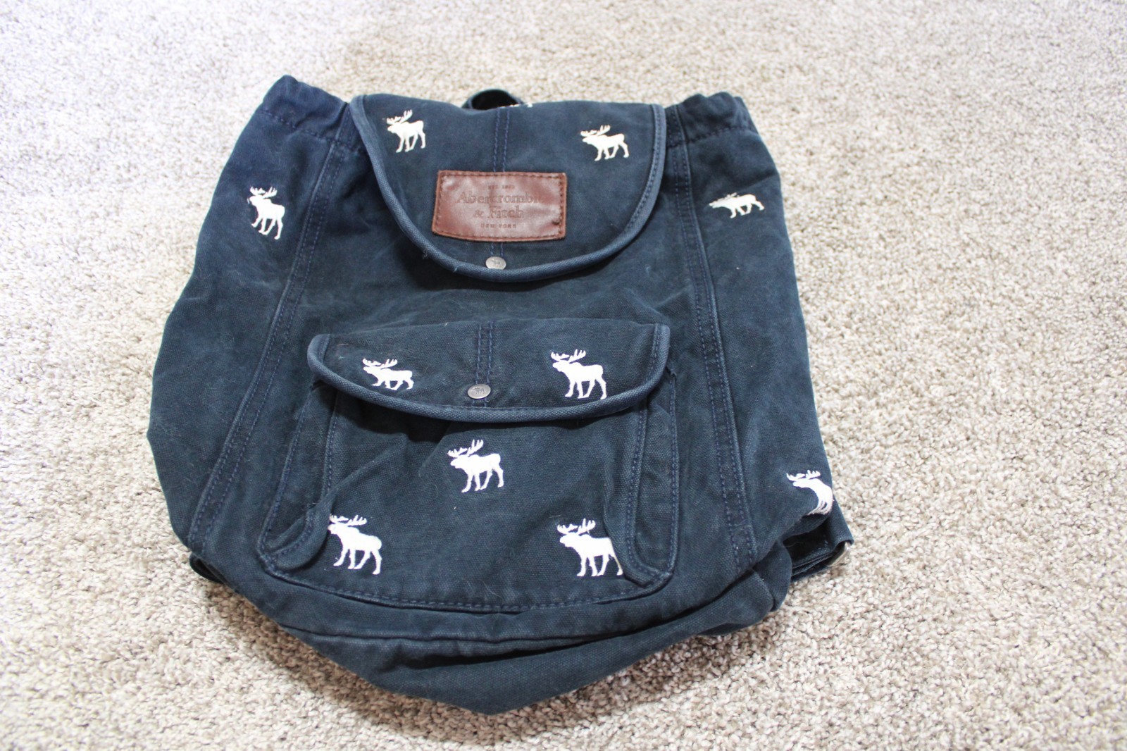Abercrombie Fitch Backpack Navy Moose Stitched Rare