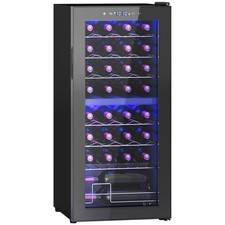 HOMCOM 86L Undercounter Wine Cooler Fridge with LED Light 32 Bottles