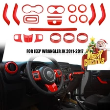 21x Full Set Interior Decoration Trim Kit for Jeep Wrangler JK JKU 2011-2018 Red