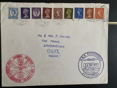 UK GB Cover March 1971 Joint Services Expedition Elephant Island w/ fine cachets
