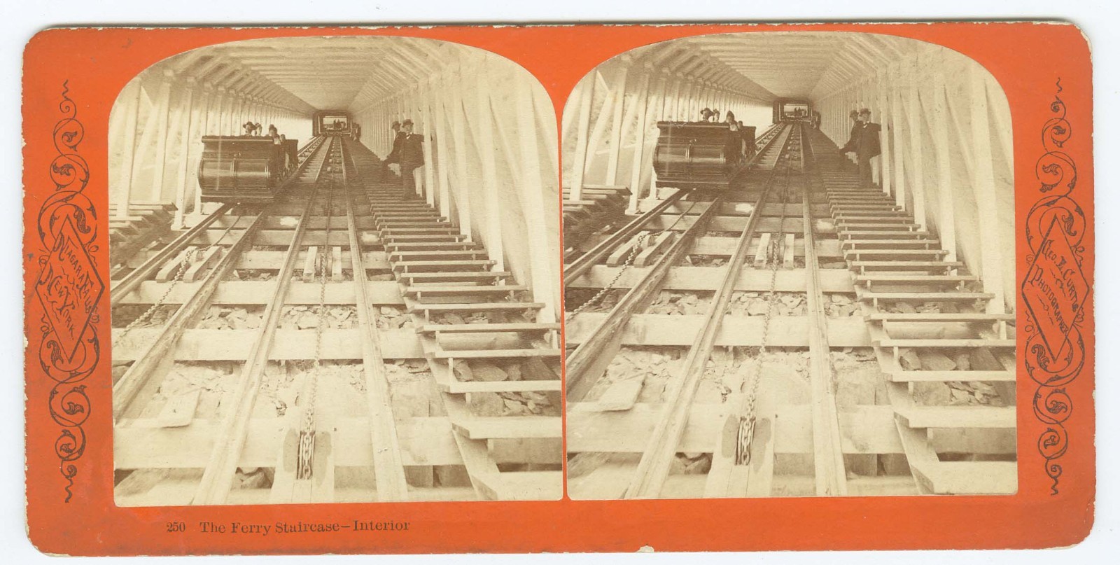 G2824~ NIAGARA NEW YORK Ferry Staircase 1870s Stereoview – G. Curtis